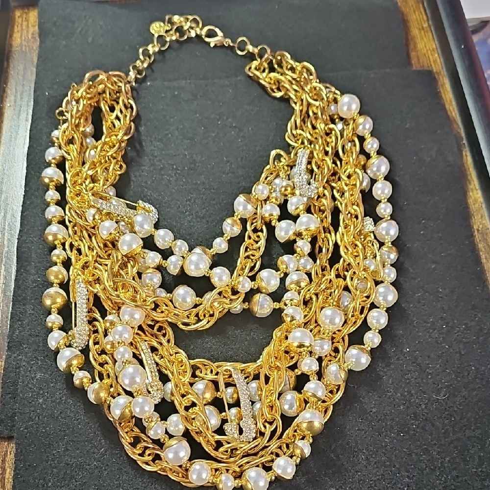 Sassy Jones Gold and Pearl Statement Necklace